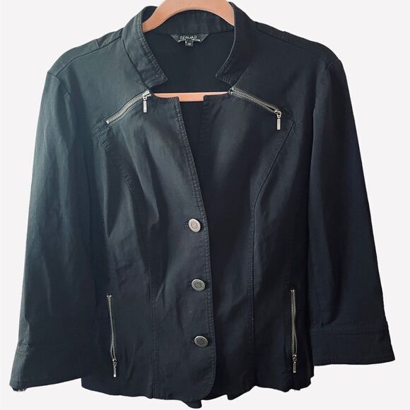 BLACK JACKET WITH ZIPPER ACCENTS BY RENUAR, SZ 10 - Picture 1 of 10